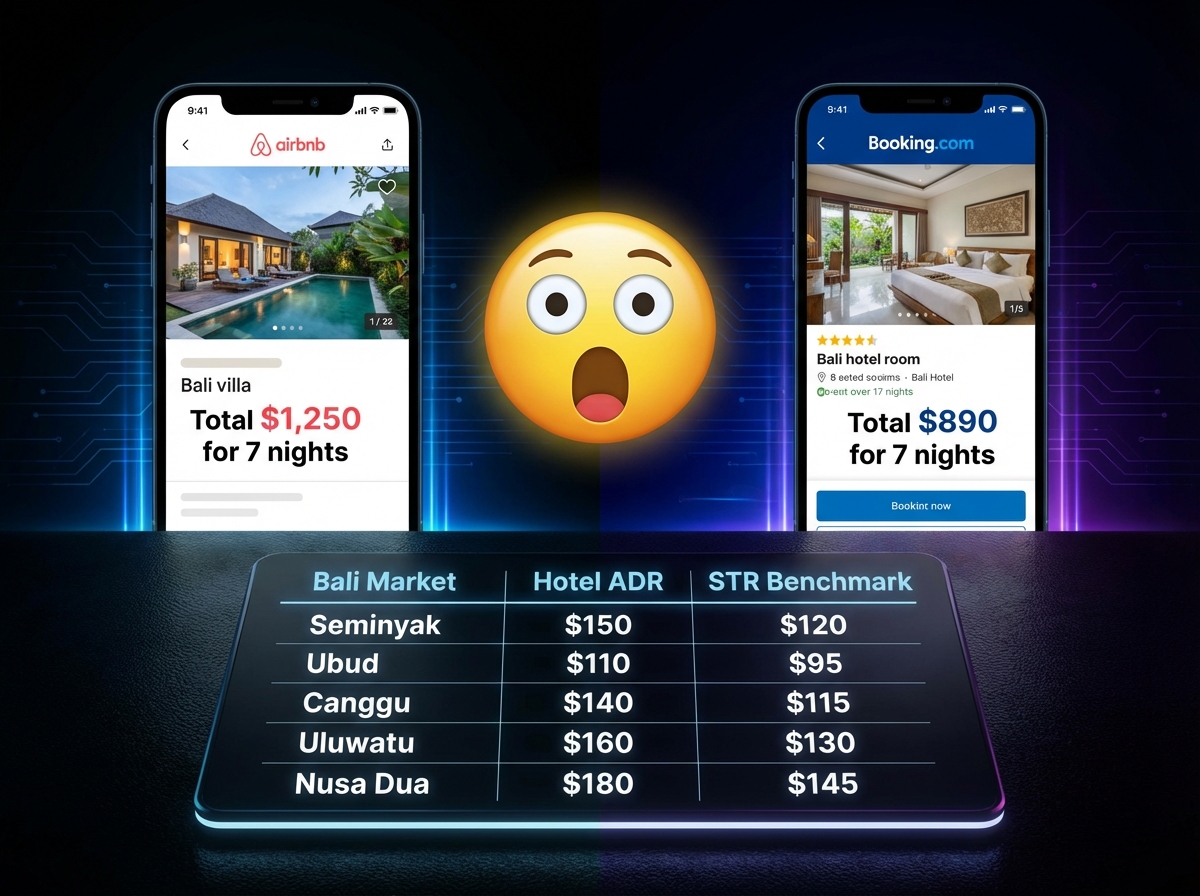 Bali graphics, Bali Airbnb vs Hotel Pricing 2026: What STR Hosts Are Missing From the Data